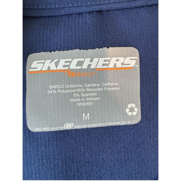 Skechers by Barco Women’s Scrub Top Medium Blue V-Neck Stretch Nursing Uniform - Picture 5 of 7